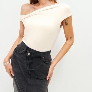 Reformation Cream Off-Shoulder Top